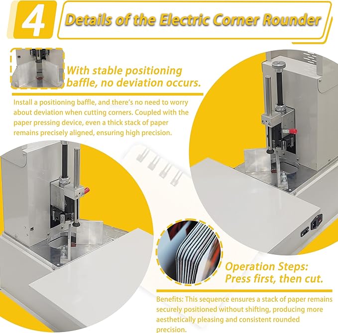 Electric Corner Rounder Machine 50mm Capacity Round Corner Cutter with Safety Guard & Foot Pedal 7PCS Blades R3-R9 Commercial Corner Rounding for Documents Certificates Books Packaging
