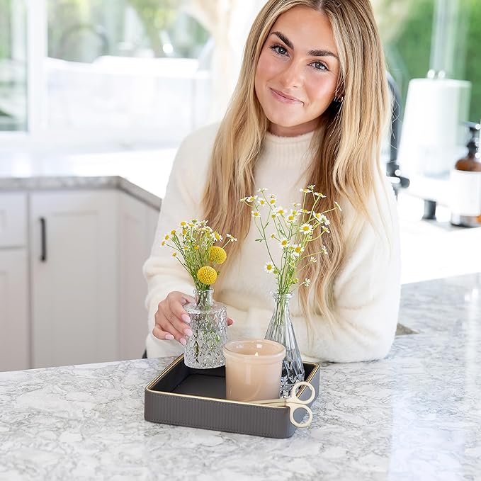 Key Bowl for Entryway Table| Leather Catch All Bowl| Key Dish Bowl for Entryway Table| Key Basket EDC Tray| Key and Wallet Holder Key Holder Bowl| Bowl for Keys Entryway Table -Gray