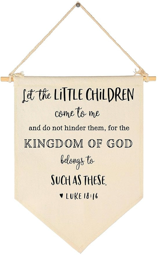 Classroom Christian Decor-Church Sunday School Wall Sign-Bible Verse Flag Gifts for Boys Girls Kids-Banner Wall Sign Gifts for Nursery Baby Room Playroom Bedroom Front Door-New Home Christmas Gift