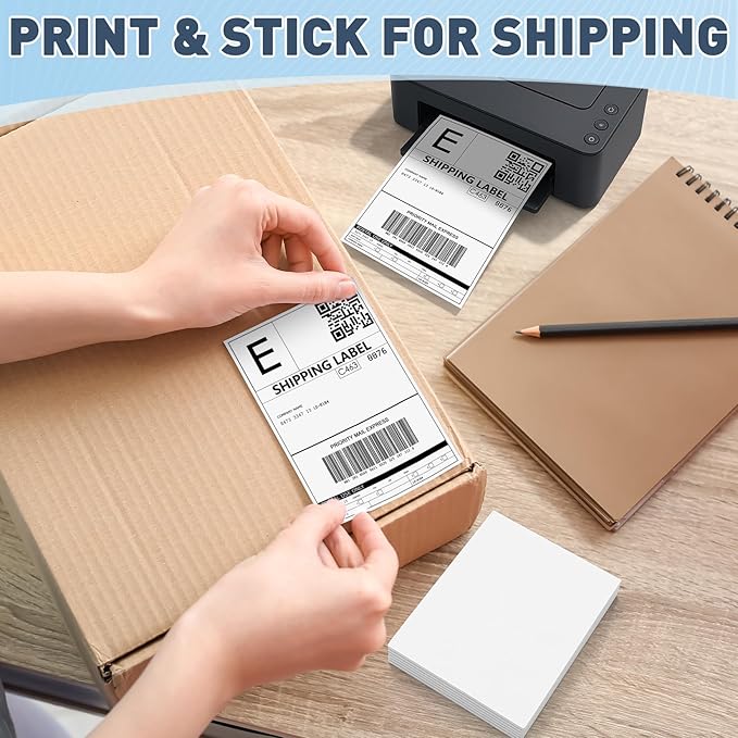 JTIEO 2" x 4" Sticker Labels Direct Thermal Labels 100Pcs Shipping Label, Compatible with Zebra & Rollo Label Printer.