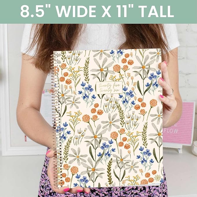 bloom daily planners 2025-2026 (8.5" x 11") Academic Year Day Planner (July 2025 - July 2026) - Weekly & Monthly Dated Agenda Organizer with Stickers & Tabs - Whimsical Wildflowers