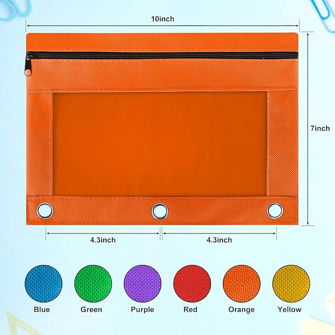 LURLIN 3-Ring Pencil Pouch, 30 Pack Bulk Zipper Pen Pouches in Assorted Colors for Office College School Supplies Cosmetics, Cloth Pencil Case for 3 Hole Binder…