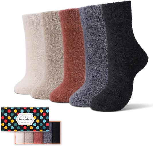 5 Pairs Fuzzy Soft Cozy Comfortable Socks for Women, Casual Sleep Comfy Socks, Perfect Warm Winter Gifts for Women