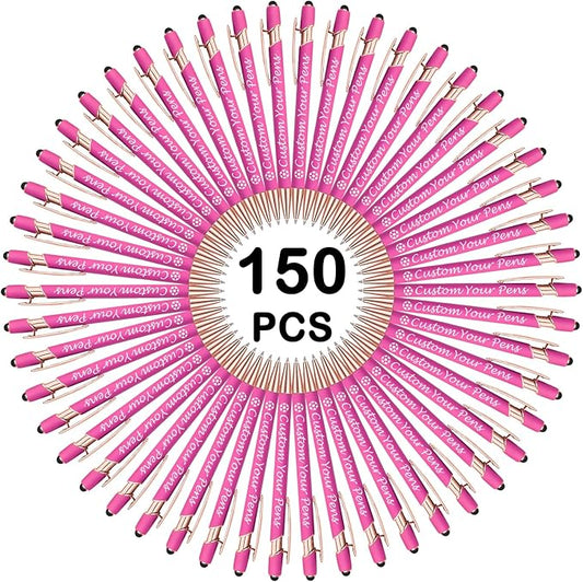 Amlion Personalized Custom Pens with Name Engraved Logo Text,150 Customized Writing Stylus Pen Promotional Item Gift for Men Women Office Business Wedding-Pink