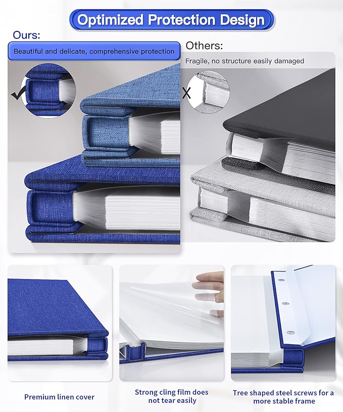 Popotop Photo Album Self Adhesive Scrapbook Album for 4x6 5x7 8x10 Pictures DIY Photo Book as Scrapbooking Supplies Kits, Birthday Gifts for Women Mom Wedding Baby Family Travel