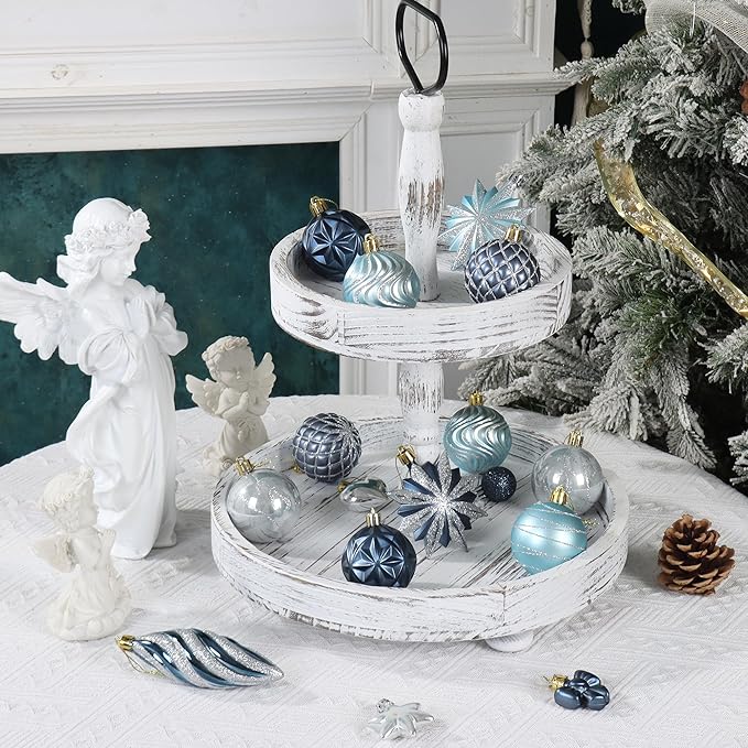 82Pcs Blue and Silver Christmas Ornaments Set, Shatterproof Medium Christmas Ball Ornaments, Christmas Decorations Hanging Ornaments for Xmas Trees, Holiday, Party Decor (Navy Blue & Silver)