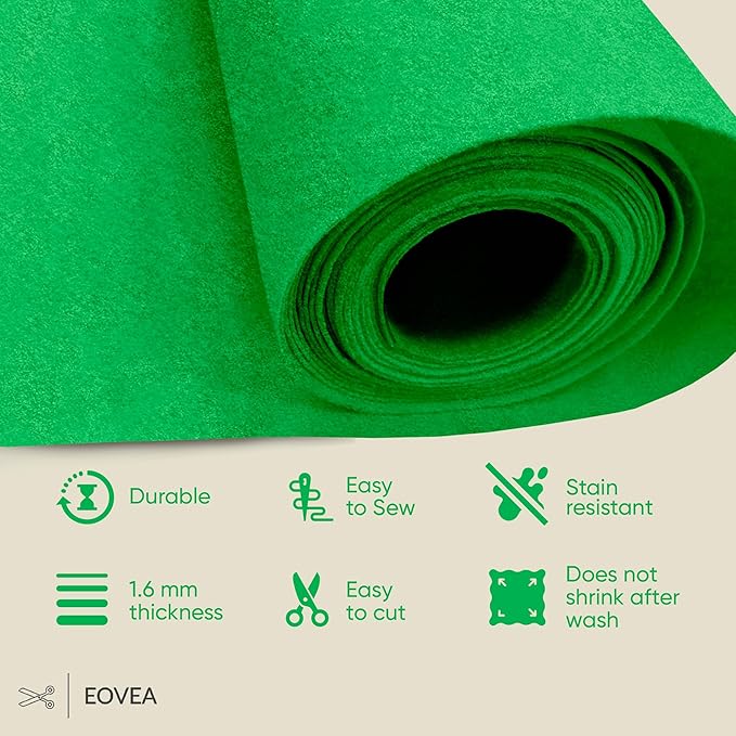 EOVEA | Acrylic Felt Fabric by The Yard - Non-Stiff, Soft Material - 72" Wide - 1.6mm Thick Felt Sheets for DIY Crafts, Sewing, Upholstery, Cushion, Padding(Lime Green, 5 Yard)