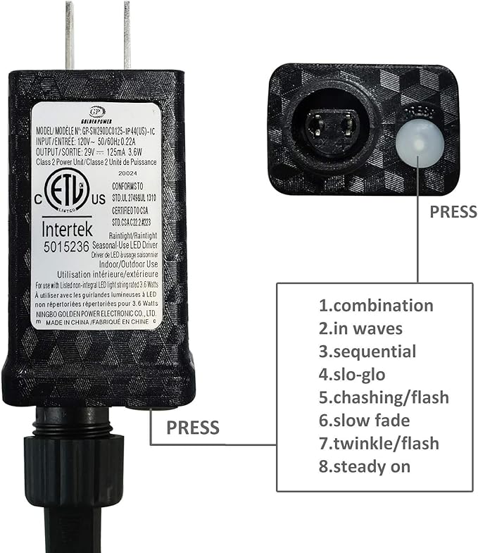 100-1000 LED Christmas Lights, Low Voltage Fairy String Lights with 8 Modes, Ideal for Xmax Tree, Garden, Home, Party, Halloween Festival Deco (Warm White, 200 LEDs)