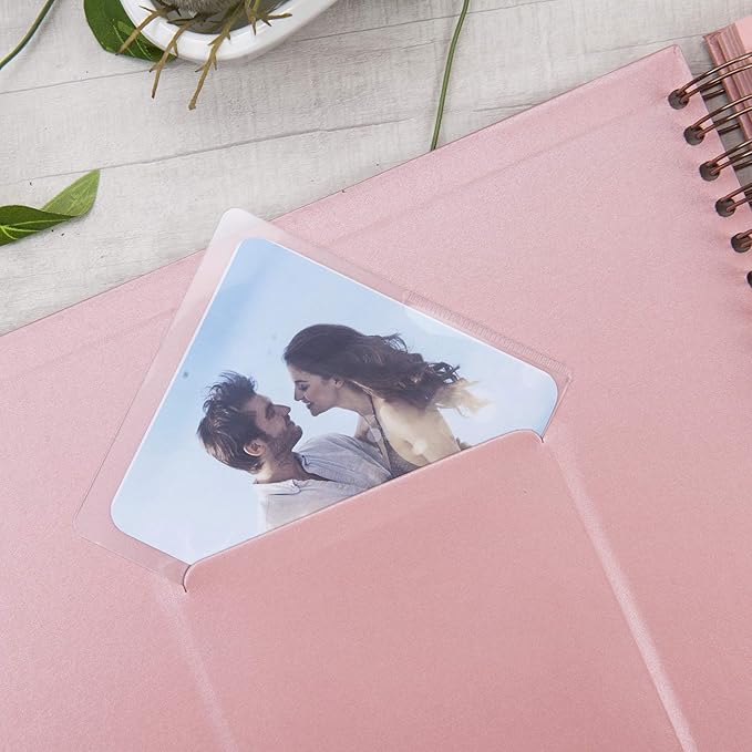 12 x 12 Inch Large DIY Scrapbook Photo Album with Window Design Cover 80 Pages Craft Paper Memory Book for Weeding Anniversary Travel and Baby (Pink)