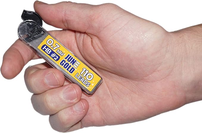 June Gold 72 Mechanical Pencils, 0.7 mm HB Lead, 2 Lead Dispensers with 220 Refills & 16 Erasers, Break Resistant, Convenient Side Click & Soft Non-Slip Grip