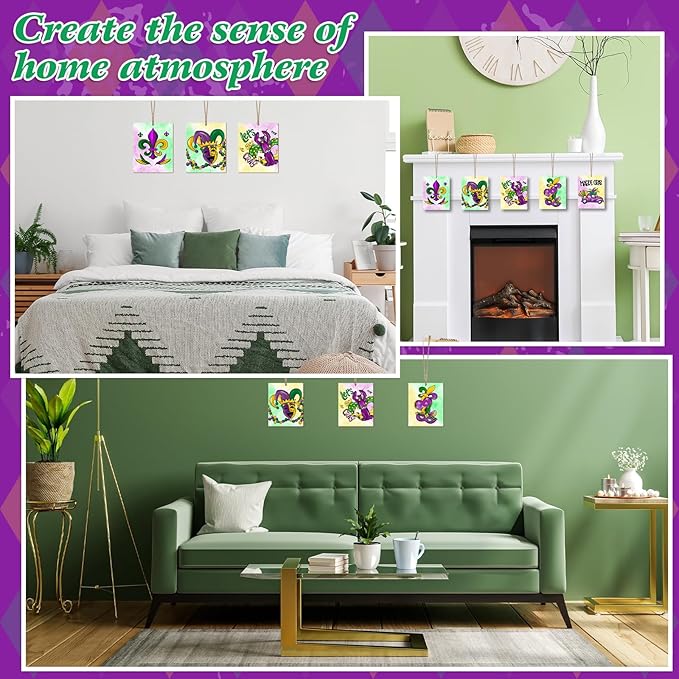 COCHIE 10 Pieces Large Mardi Gras Unfinished Wood Crafts to Paint for Adults and Kids, Bulk Predrilled Wooden Ornaments for Painting, Butterflies Paintable Wood Slices Craft Supplies with Ropes