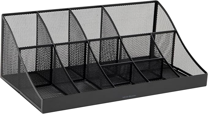 Mind Reader Countertop Organizer, 2-Tier Office Breakroom Supply Caddy, Metal Mesh, Black