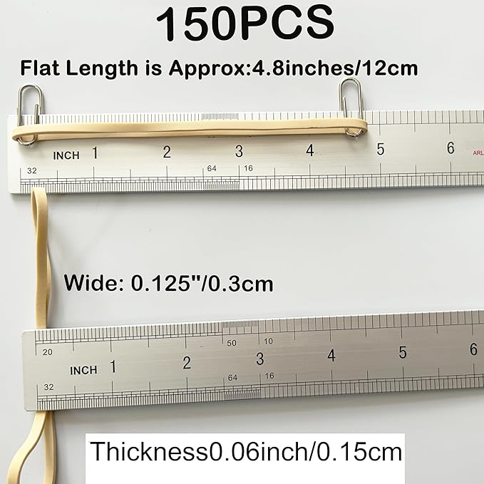 Rubber Bands 150Pcs 4.8inch Big Elastic Rubber Band Beige Large Rubber Bands for Office Supplies File Folders Litter Box (4 4/5" x 1/8")