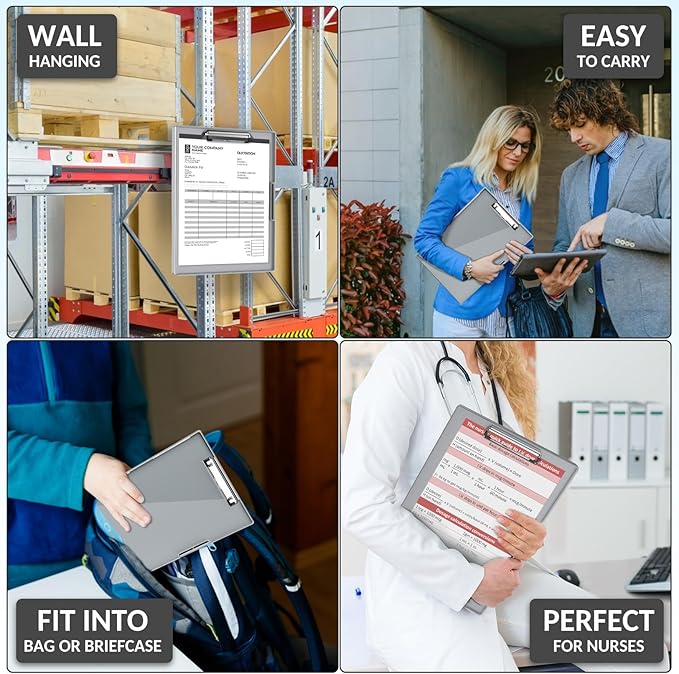 Sooez Clipboard with Storage, Heavy Duty Cleaview Clip Boards 8.5x11 with Dual Storage, Dry Erase Plastic Nursing Clipboard, High Capacity Clipboards Folder for Teacher Nurse, School & Office Supplies