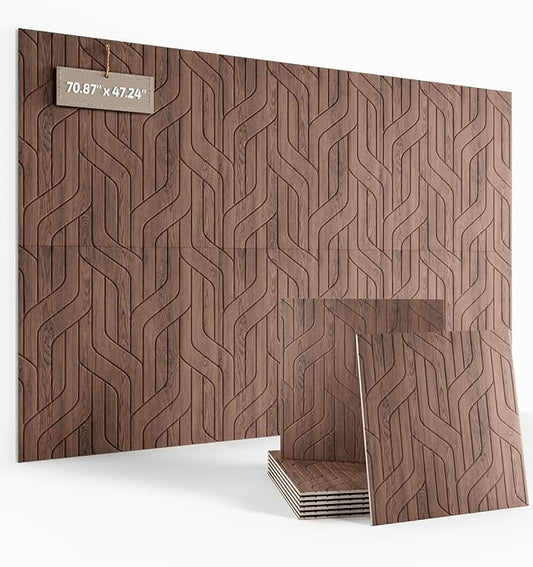 Large Felt Bulletin Board,Cork Board Alternative 70.87'' x 47.24'' Art Acoustical Wall Panels-6 Pack with 60 Adhesive Tabs,for Recording Studio/Home Offices-Walnut/Artistic