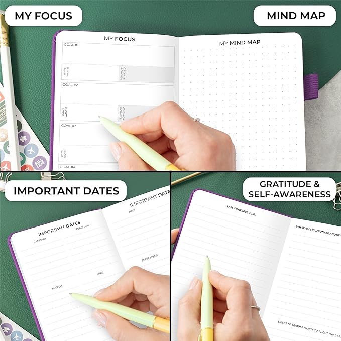 Clever Fox Pocket Planner Weekly – Undated Monthly Goal Planner and Calendar, Mini Planner Perfect for Purse, 3.7x6.7" (Purple)