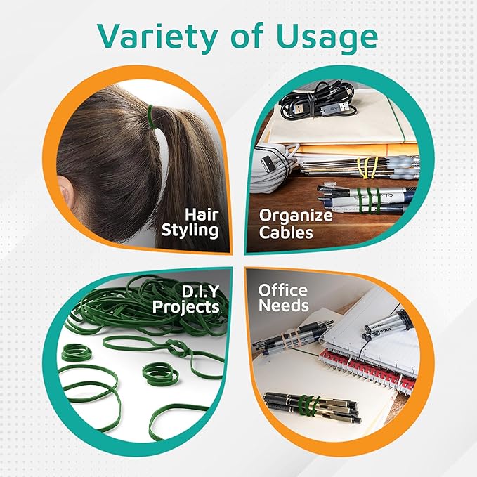 PlasticMill Dark Green Rubber Bands Size 33 (3 1/2" x 1/8") - #33 Colored Rubber Bands Office Supplies - Strong, Elastic Bands for Crafts, Balloon Garland, Cash, File Folders (500-Pack)