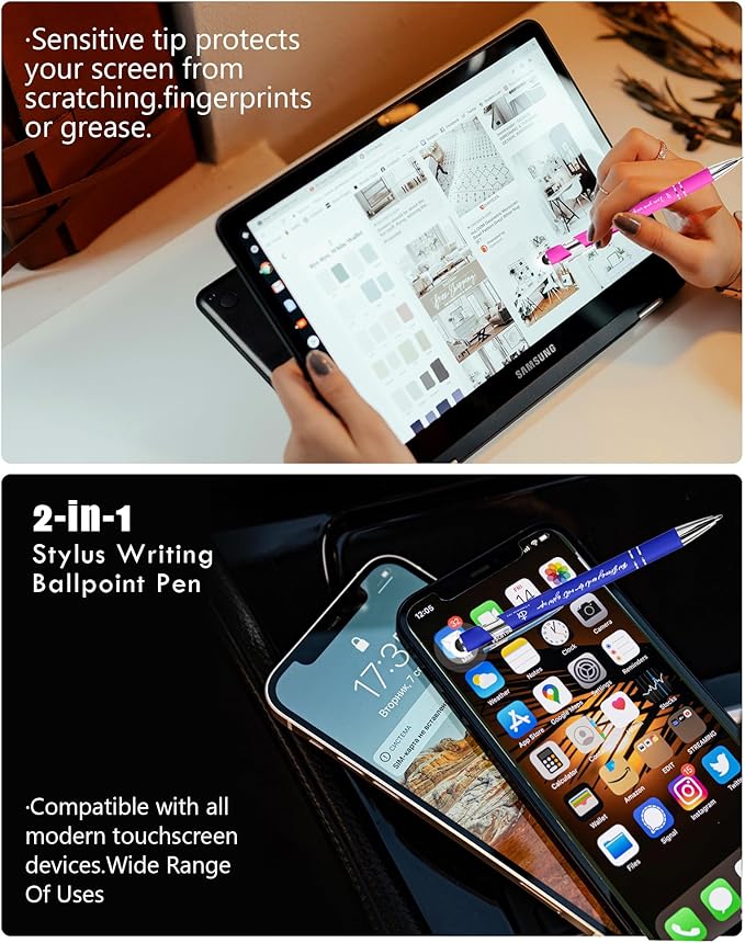 Christian Pens 2-in-1 Stylus Inspirational Bible Verse Pens Bulk Christian Gifts for Men Women Appreciation Gifts for Coworkers Smooth Writing Black Ink for School Office Church Supplies 10-Pack