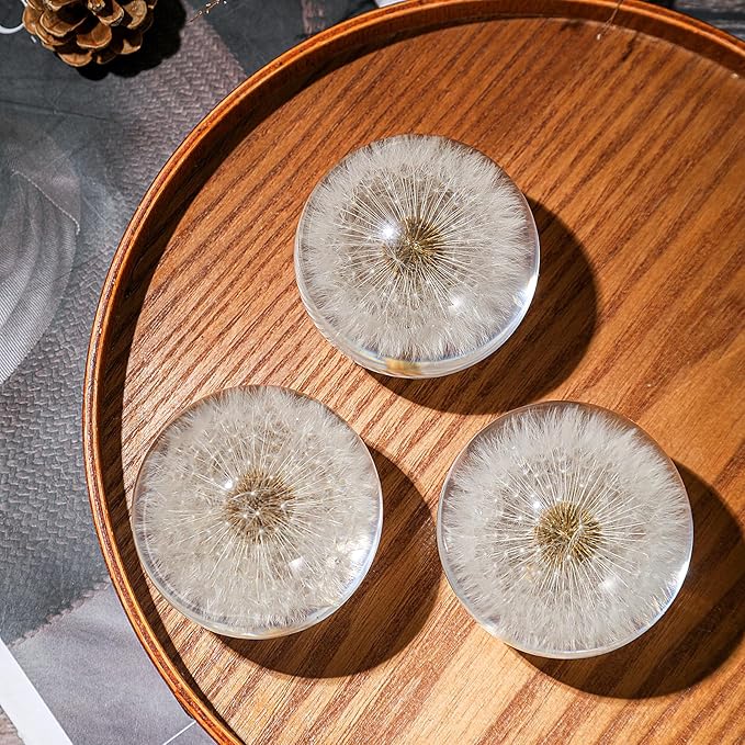 Dandelion Paperweight – Real Dandelion in Crystal Glass Ball, Unique Gift & Home Office Decor, Symbol of Luck, Hope, and Wishes for Birthday, Graduation, Wedding
