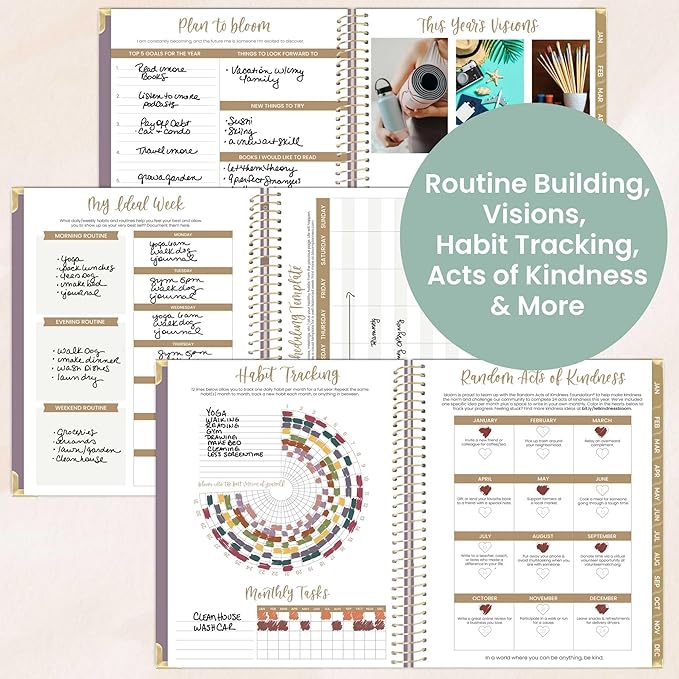 bloom daily planners HARDCOVER 2026 Planner (January to December) - 8.5” x 11” Weekly & Monthly Dated Agenda Organizer Book with Stickers & Tabs - Purple Linen