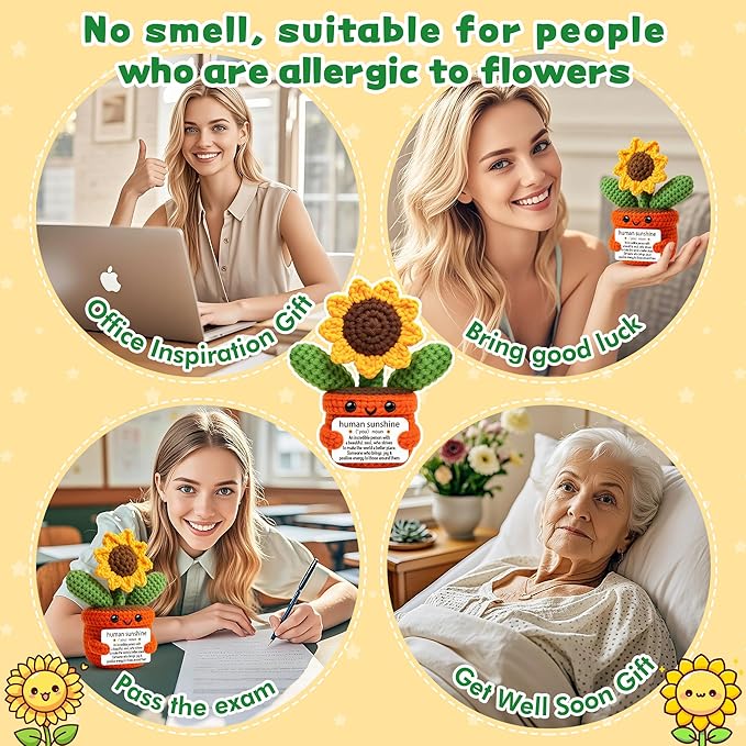 Cute Sunflower Keepsake, Inspirational Gifts for Women Best Friend, You are My Sunshine, Positive Energy Thank You Gift for Mom Daughter Sister Coworker, Cute Desk Decor