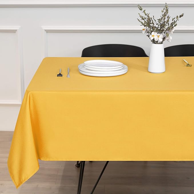 sancua Square Tablecloth - 60 x 60 Inch - Stain and Wrinkle Resistant Washable Polyester Table Cloth, Decorative Fabric Table Cover for Dining Tables, Buffet Parties and Camping, Yellow