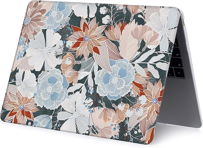 Laptop Case Compatible with MacBook Pro 13 inch with CD-ROM Model: A1278(Old Version 2012/2011/2010/2009/2008), Protective Plastic Hard Shell Case Cover & Keyboard Skin - Embroidered Flower