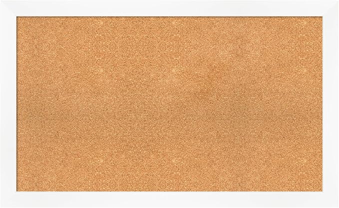 Amanti Art Natural Cork Board for Wall, 25x41 Vision Board with White Frame, Large Corkboard Office Decor for Home Organization, Modern Corkboard Pinboard to Display Items for Home Organization in