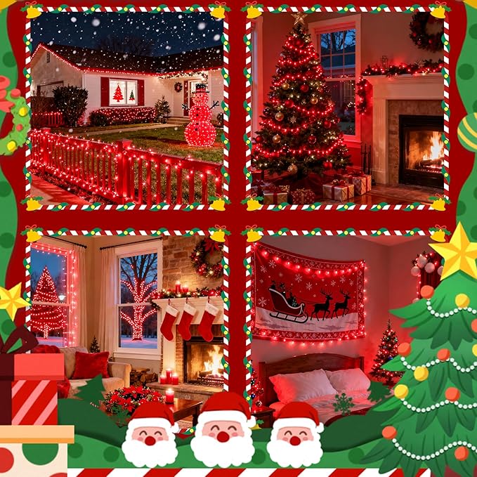 2025 New Voice Control 88ft 240LED Smart Christmas String Lights Outdoor/Indoor | String Lights with Remote, 12Modes, 7Voice Commands & Timers, Christmas Twinkle Light for Xmas Tree Decor (Red)