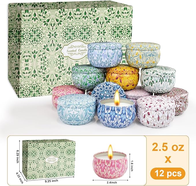 12 Pack Scented Candles Gifts for Women, Natural Soy Candles for Home Scented, Aromatherapy Candle Christmas Gifts Sets for Women, Sister, Friends, Colleague