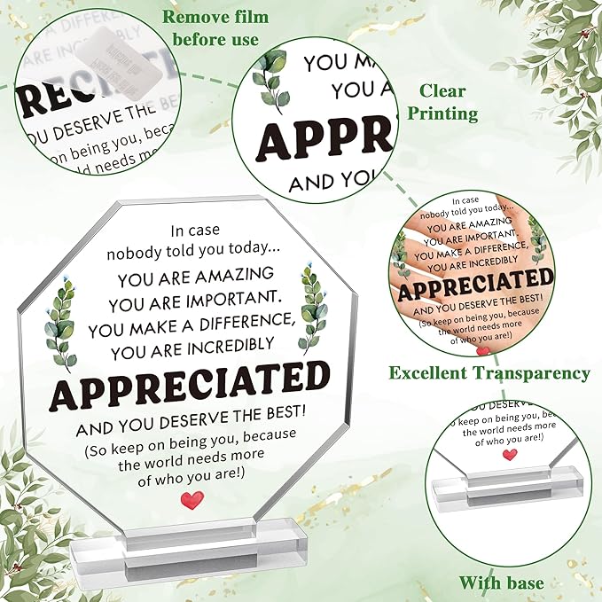 Yopyame Acrylic Inspirational Gift Ideas - Thank You Gifts for Women Men Friends Appreciation Gift for Coworker Keepsake Paperweight for Office Desk Inspirational Motivational Clear Desk Sign for Home