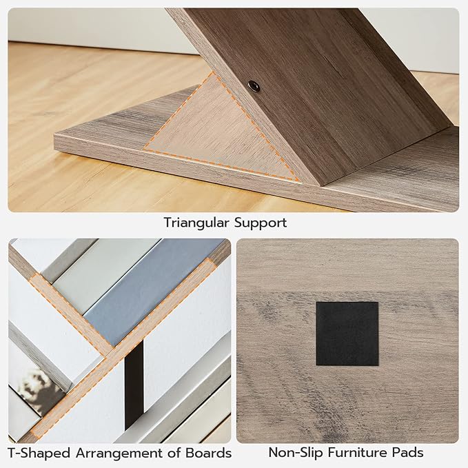 HOOBRO Tree Bookshelf, 9-Tier Bookcase Wooden Shelves, Floor Standing Storage Rack, for Display of CDs, Books in Living Room, Home Office, Wood Storage Rack for Bedroom, Greige BG08SJ01G1