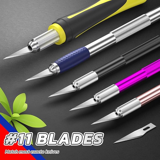 DIYSELF 50 PCS Exacto Knife Blades, High Carbon Steel 11 Blades Refill Art Blade with Storage Case for Craft, Hobby, Scrapbooking, Stencil