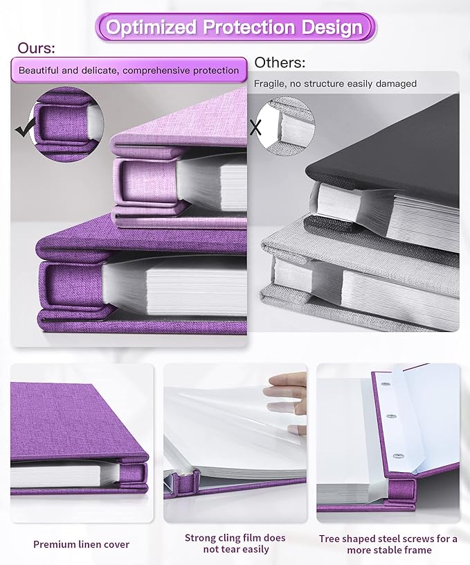 Popotop Photo Album Self Adhesive Scrapbook Album for 4x6 5x7 8x10 Pictures DIY Photo Book as Scrapbooking Supplies Kits, Birthday Gifts for Women Mom Wedding Baby Family Travel