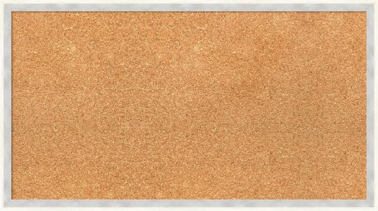 Amanti Art Natural Cork Board for Wall, 15x27 Vision Board with White Frame, Medium Corkboard Office Decor for Home Organization, Modern Corkboard Pinboard to Display Items for Home Organization in