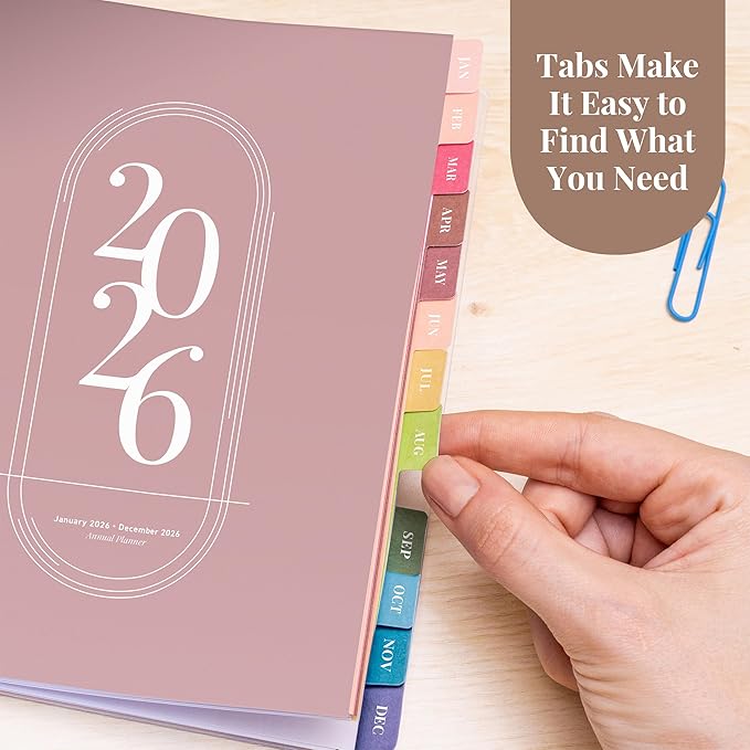 Rileys 2026 Planner, Agenda Planner With Weekly And Monthly View, Daily Agenda Book And Yearly Planners Calendar Book, Spiral Bound With Tabs, Notes, Goals And Holidays (Pink, 8 x 6 in)