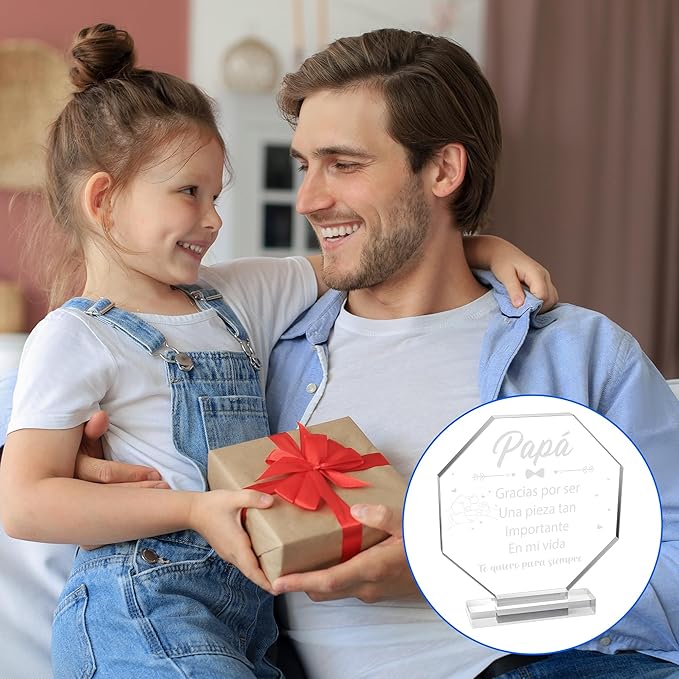 Yopyame Dad Gifts Acrylic Plaque - Regalos para Papá Acrylic Gift Keepsake Paperweight Gifts for Dad in Spanish Christmas Thanksgiving Father's Day Ideas Gifts for Dad Birthday from Son Daughter