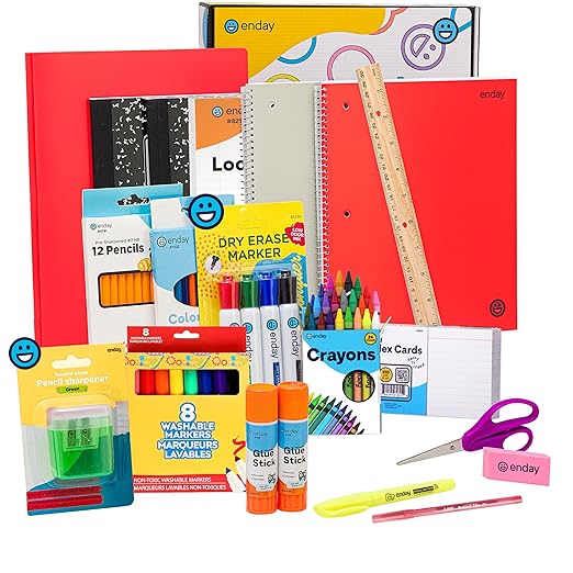 Enday 2nd and 3rd Grade School Supplies Kit - 74 Piece Back to School Supplies Kit, Premium Quality Kids School Supplies for Girls & Boys, Second & Third Grade Elementary School Supplies for Kids