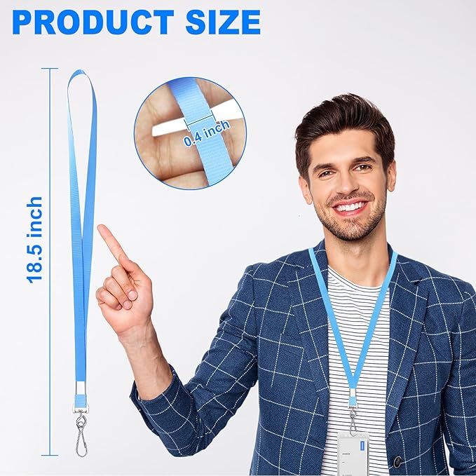 Bulk Lanyards Lanyards for ID Badges,Lanyards with Swivel Hook Clips for Name Tag Lanyard ID Holder (Light Blue, 100 packs)