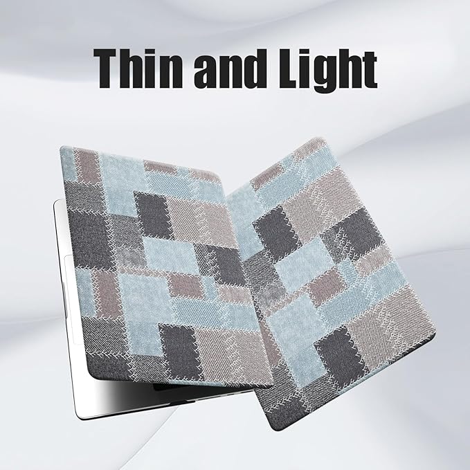 DTangLsm Checkered Case for MacBook Air 13 inch 2025 2024 2023 2022 M4 M3 M2 A3240 A3113 A2681, Checkerboard Grid Textured Leather Hard Shell Cover for MacBook Air 13.6 inch Case & Keyboard Cover,Blue