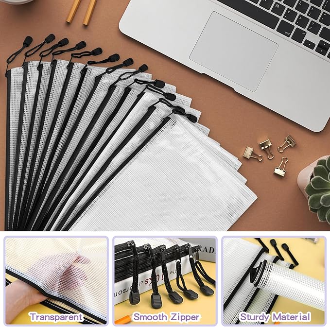 Umriox Mesh Zipper Pouch, 16.9x12.4 in (Black, 36 Packs), Zipper Bags, Board Game Storage Bags, Clear Zipper Pouches for Puzzles, Games, Cross Stitch Projects and Classroom Supplies