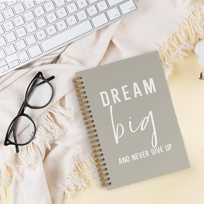 QLMX Dream Big Motivational Spiral Notebook, Inspirational Coworker Gifts Journal Notebook, Green Inspirational Notebooks for Work, Motivational Office Supplies Gifts for Women Men Employee, 5.5x8.3