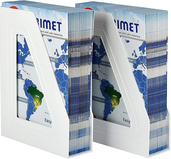 Acrimet Magazine File Holder, Durable Rack, Space-Saving Organizer (Plastic) (White Color) (2 pack)