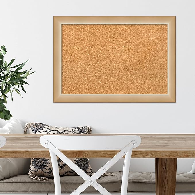 Amanti Art Natural Cork Board for Wall, 19x27 Vision Board with Gold Frame, Medium Corkboard Office Decor for Home Organization, Modern Contemporary Corkboard Pinboard to display items for home
