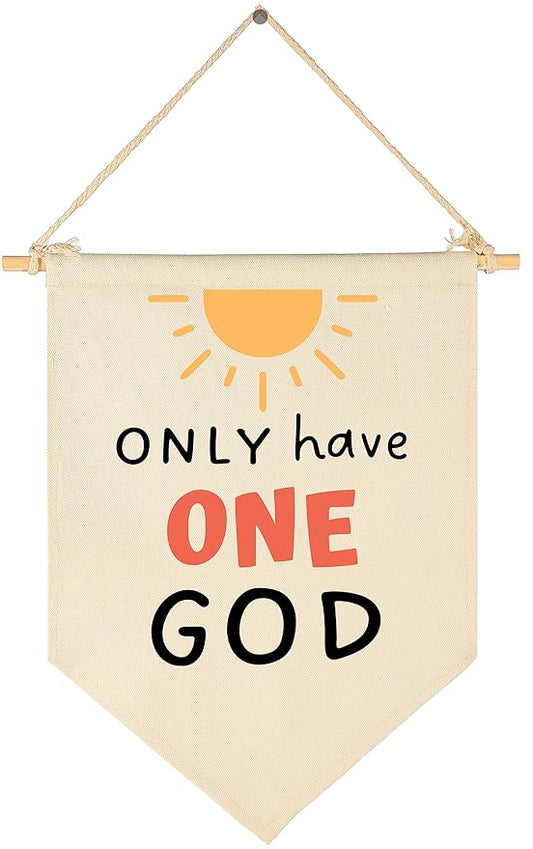 The 10 Commandments Sign-God's Rules-Bible Verse Decor-Flag Gifts for Boys Girls Kids-Banner Wall Sign Gift for Sunday Classroom,Classroom,Nursery,Baby House,Reading Room,Playroom Bedroom,Front Door