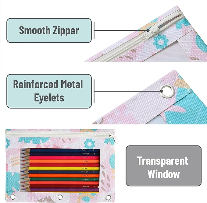 Mr. Pen- 2Pack Pencil Cases, Zipper Pouch for 3 Ring Binder