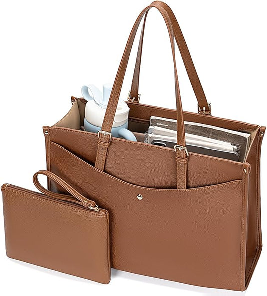 Laptop Tote Bag Women, Work Tote with Multi Pockets, Nurse Bag with Large Cup Holder, For Work, Travel, Daily Use