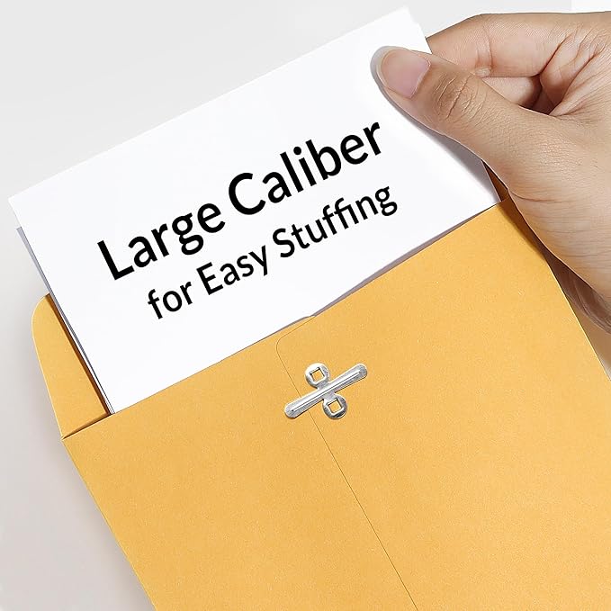 SUNEE 6x9 Clasp Envelopes 100 Count - 6x9 Inch Brown Kraft Envelopes with Clasp Closure – for Home, Office, Business, Legal or School, Great for Filing, Storing or Mailing Documents