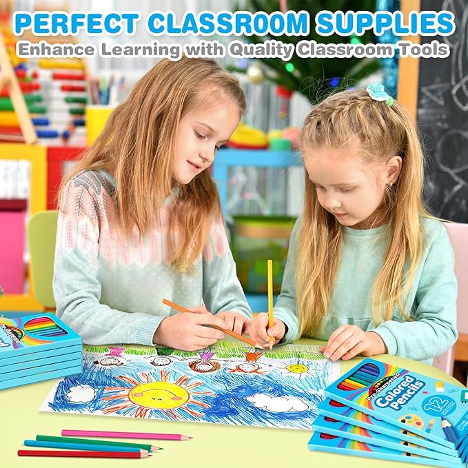 Jumlys 1152 Count Colored Pencils Bulk, 96 Packs Pre-sharpened Coloring Pencils for Kids in 12 Colors, Bulk School Supplies for Teachers, Ideal Back to School Supplies & Classroom Prizes