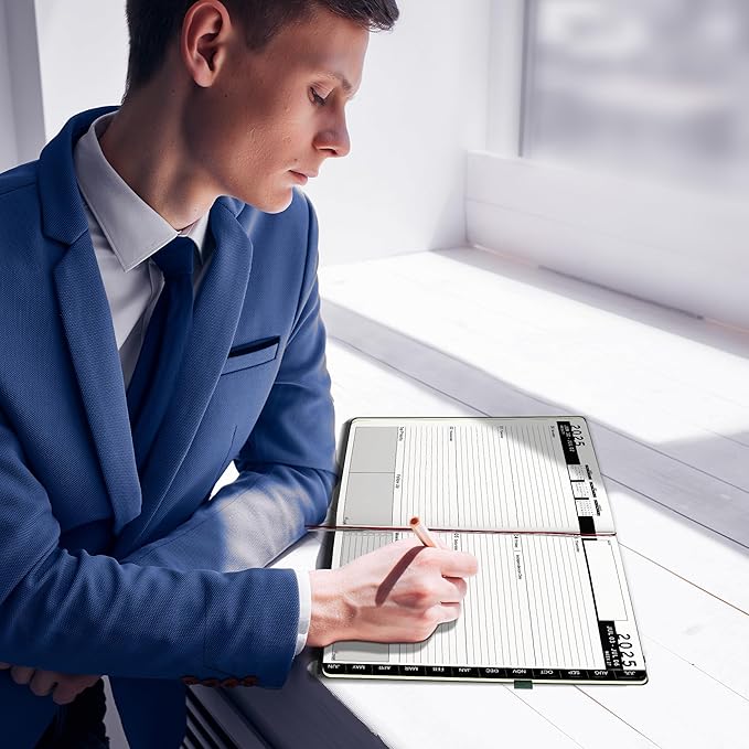 Ensight 2025-2026 HARDCOVER Leather Planner Weekly & Monthly - 8.5x11 Inches - Academic Planner Business Personal or Student - Pen Holder, Thick Paper, July 2025 - June 2026 (Red)